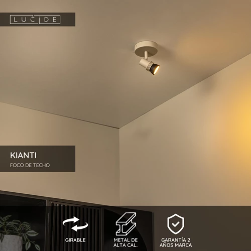 Lucide KIANTI - Foco de techo - Ø 10 cm - 1xGU10 - Taupe - USP